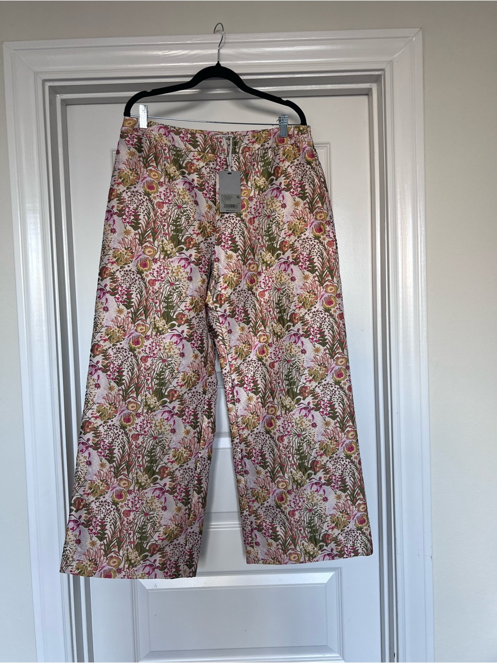 Preston & York Floral Pink, Green, Gold Wide-Leg Jeans
